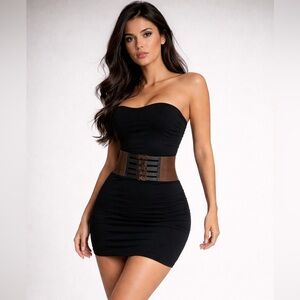 Vintage Wide stretch belt brown and black with buckles size small medium